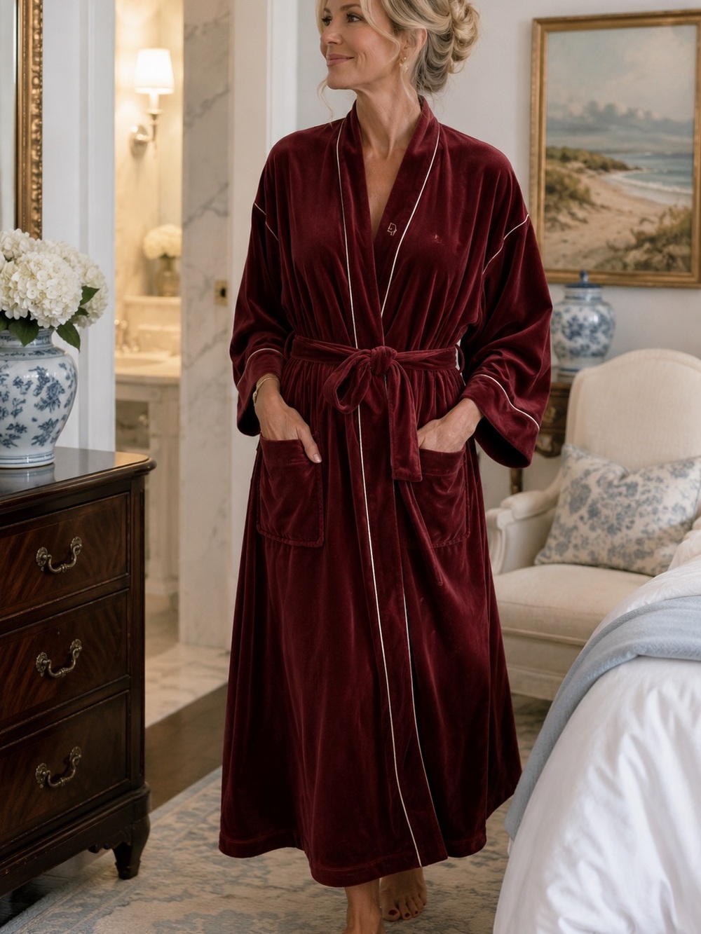 Vintage Christian Dior Burgundy Velour Robe